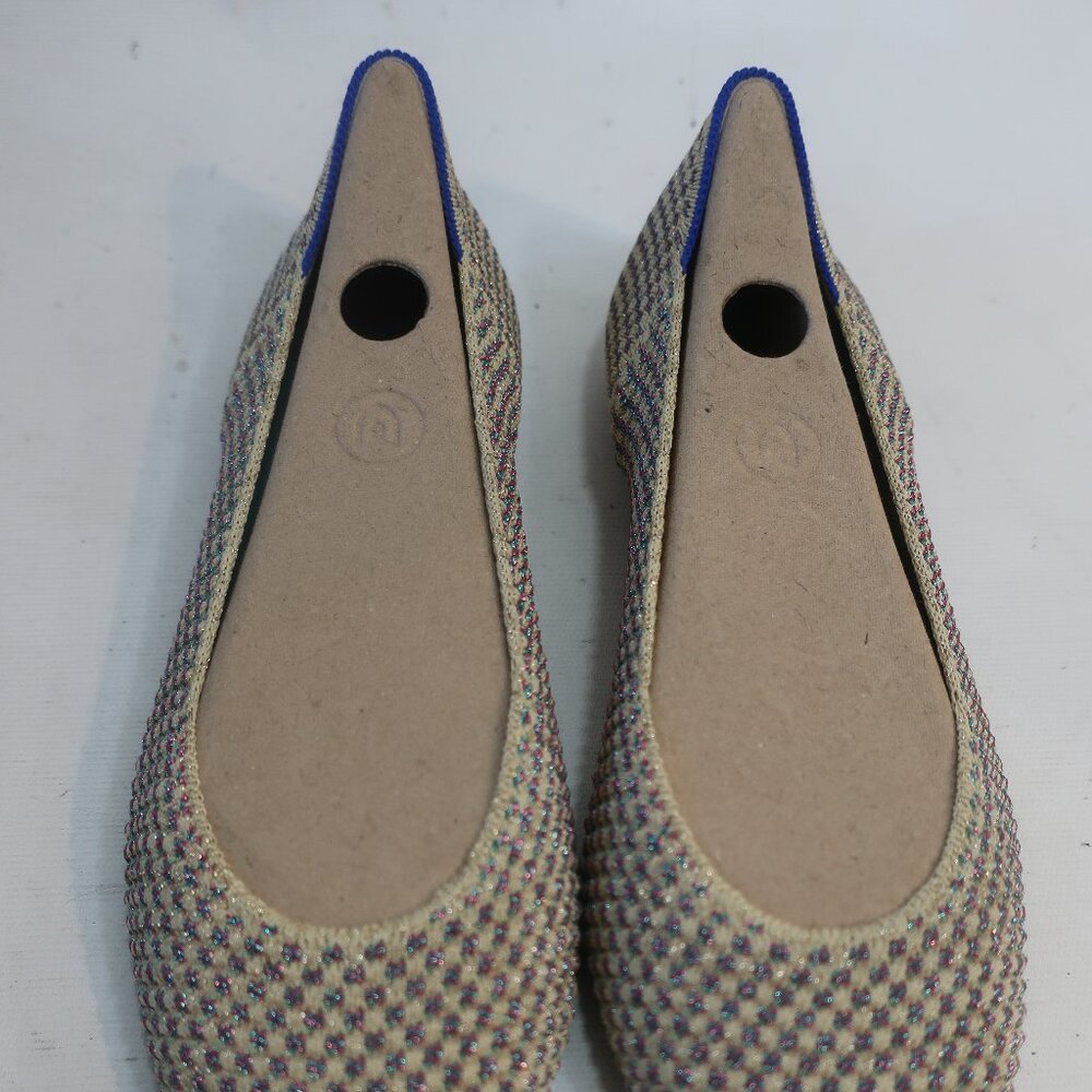 Like New Womens Rothy's Multi Gold Metallic Textile Ballet The Flat Shoes 7.5 CO - Picture 3 of 12